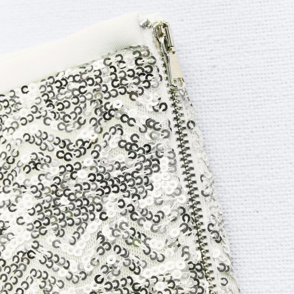 ZARA SEQUINNED HIGH-WAIST BERMUDA SHORTS - Picture 8 of 9